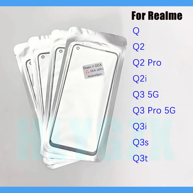 

10pcs TOP For OPPO For Realme Q Q2 Q3 Pro 5G Q2i Q3i Q3s Q3t LCD Front Touch Screen Lens Outer Glass With OCA Panel Replacement