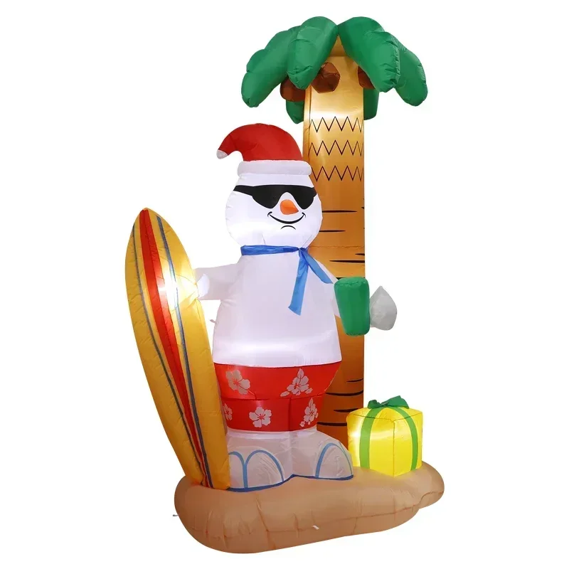 2 4 м Рождественская надувная пальма со снеговиком для серфинга светодиодной