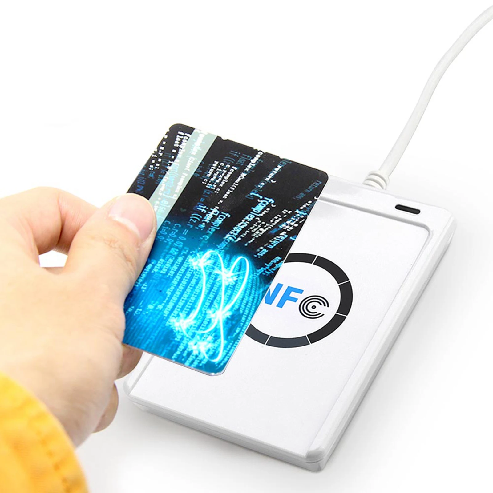 Фото Портативный адаптер-считыватель/записыватель NFC RFID ACR122U ISO 14443A/B с программным обеспечением, белый, для бесконтактных IC-карт №2