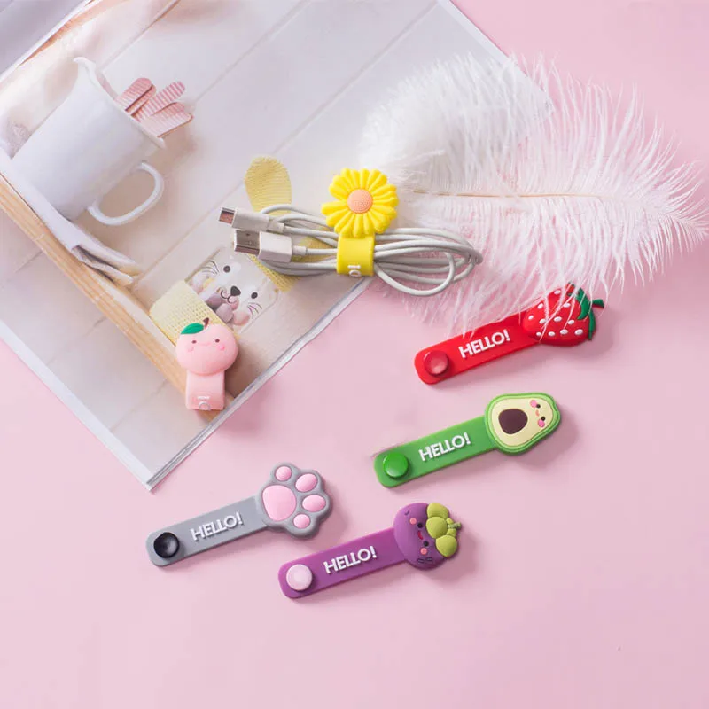 

1Pcs Cute Fruit Flower Claw Cable Winder Multifunction Cable Organizer Cable Protector Headset Data Line Storage Cord Protector