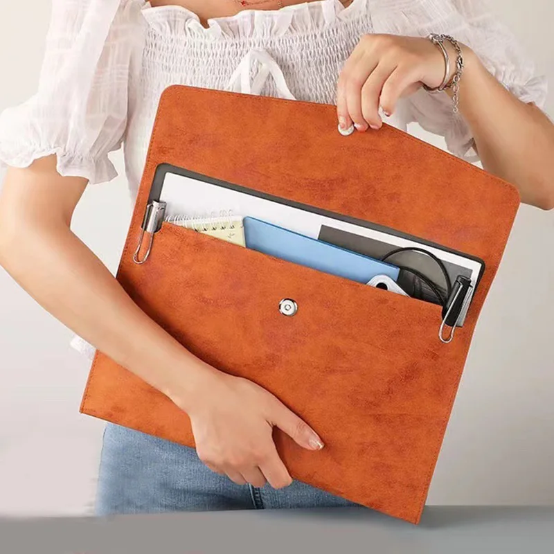 

Faux Leather Document Bag Large Capacity Business Information Document Bag Folder A4 Office Supplies Storage Bag Customized