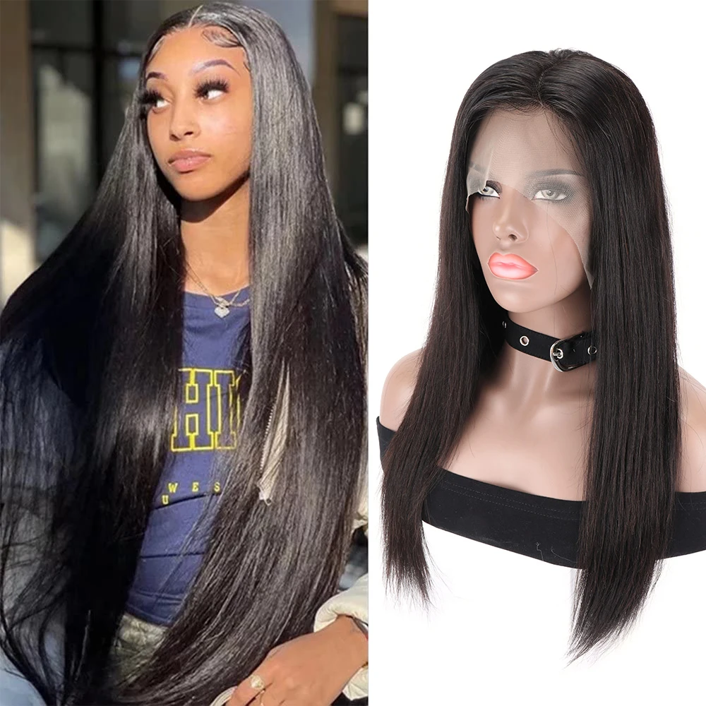 Straight Lace Front Human Hair Wigs 13x4 Frontal Wigs Virgin Brazilian Bone Straight Human Hair Lace Wigs for Women 180 Density