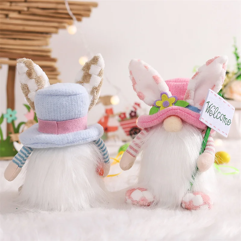 

Cute Party Rabbit Ears Faceless Old Man Doll Easter Decoration Home Decor Event Festive Supplies Garden