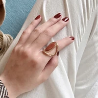perisbox double circle goldstone geometric rings thin oval red stone gold color rings women vintage layered stacking rings 2019