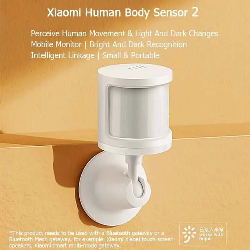 

Датчик человеческого тела Xiaomi Mijia, 2 датчика движения тела, монитор яркости, интеллектуальное соединение, работает с приложением Mi Home для умного дома