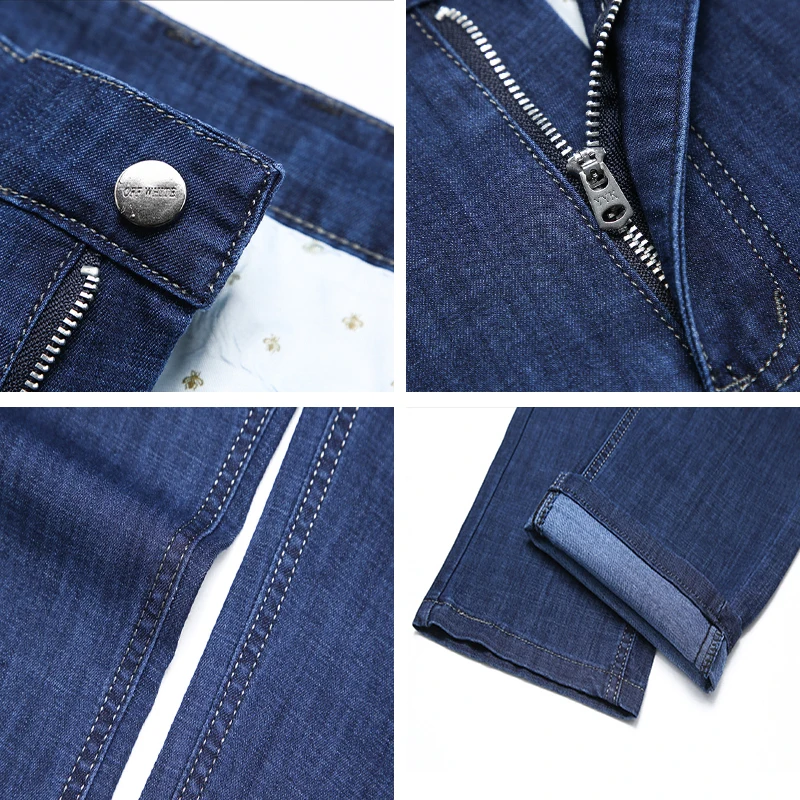 Men Spring Ice Silk Business Jean 2022 New Fashion Men Straight Trousers Baggy Casual Jean Autumn Lightweight Trousers Men Pants