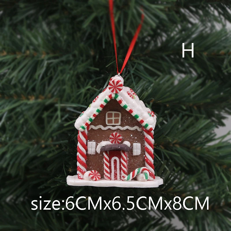 

8CM Christmas Small House Pendant Creative Christmas Tree Decoration Pendant Desktop Decoration Soft Clay Home Decorations