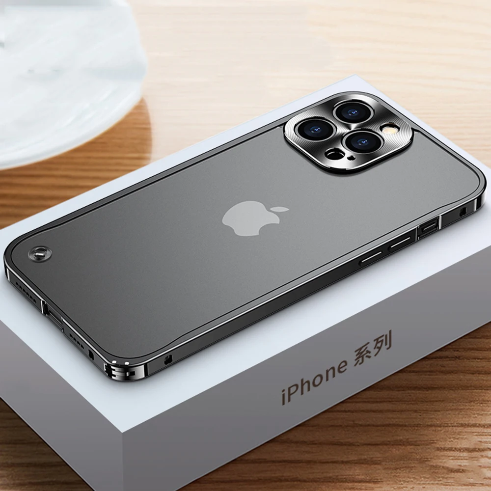 Роскошная матовая металлическая рамка + прозрачная стеклянная задняя крышка для