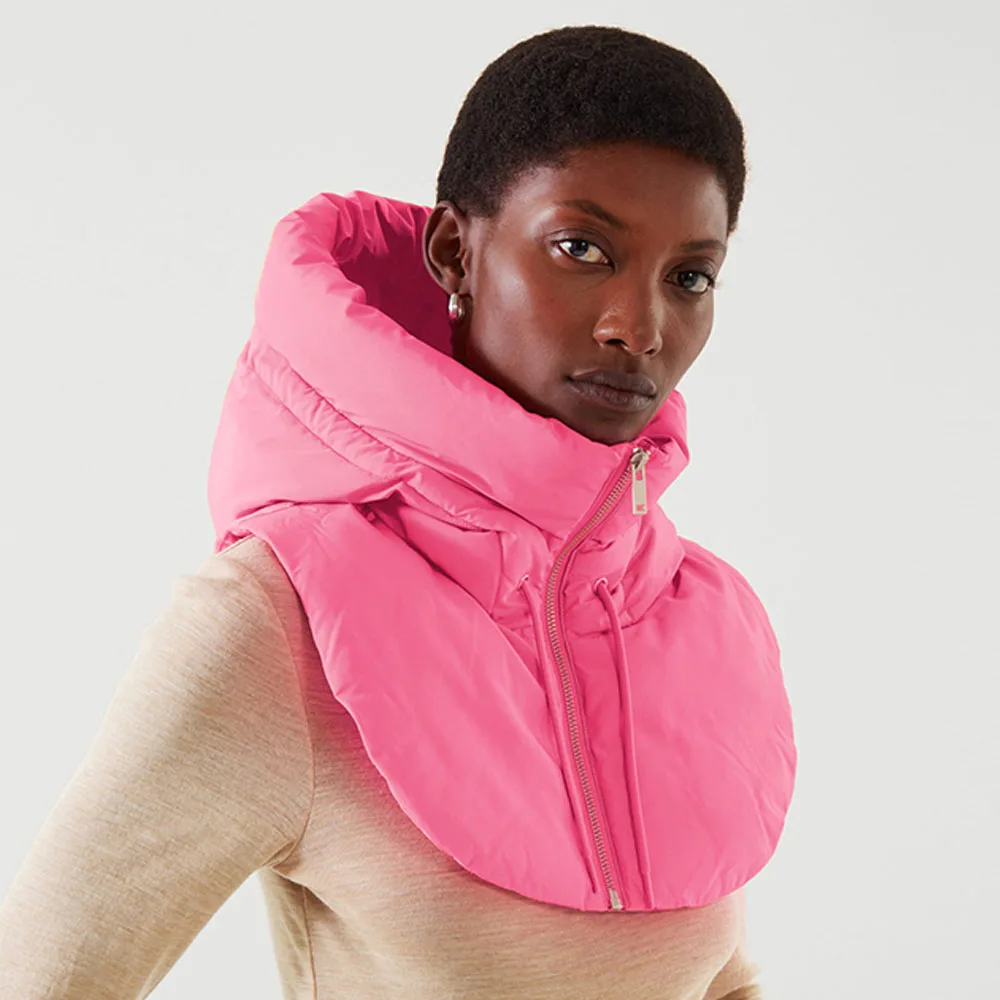 

Women Men Balaclava Hats Warm Short Waistcoat Winter Ultralight Down Hooded Hats Ring Scarf Neck Zippper Drawstring Coat Scarf