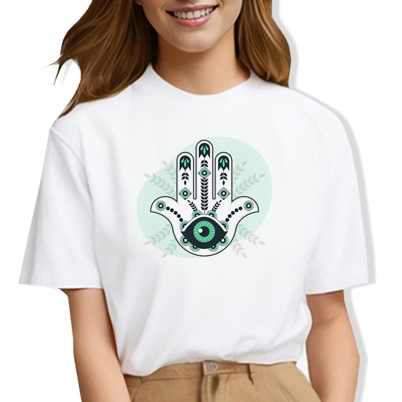 Футболка Hamasa женская с принтом рука Фатимы Повседневный дышащий топ коротким