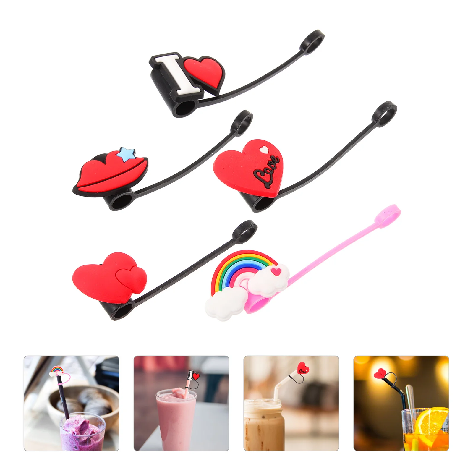 

5 Pcs Straw Cover Cap Covers Bathroom Decorations Tips Toppers Tumblers Decorate Caps