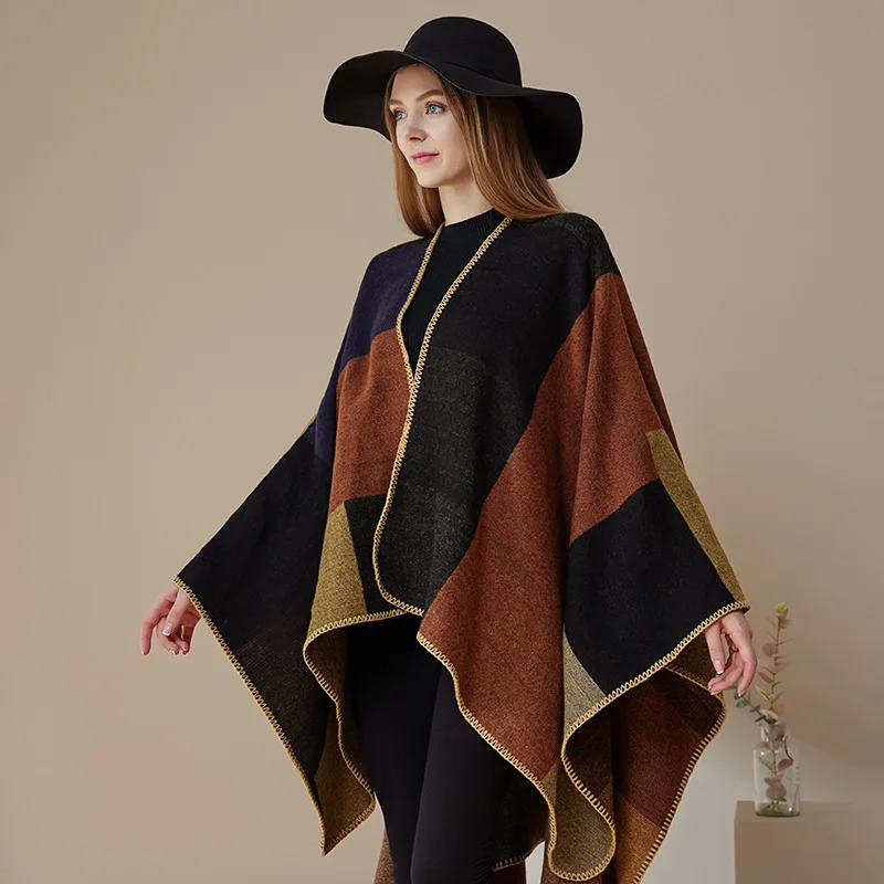 

Thick Winter Poncho Women shawl Luxury Print Warm Shawl and Wrap Cashmere Pashmina Shawls Design Blanket Bufanda Echarpe 2023