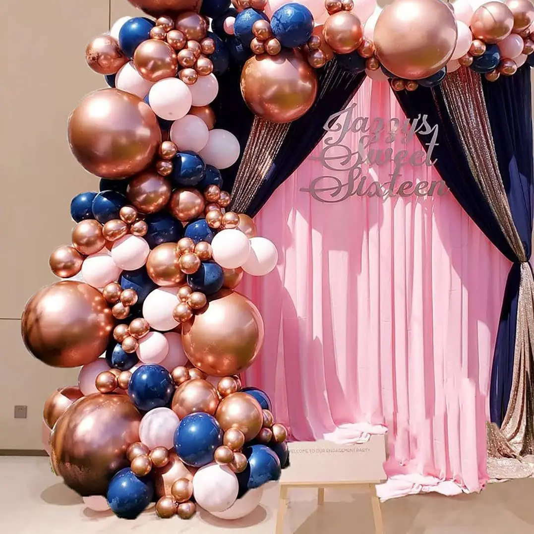 

115pcs Rose Gold Pink Balloons Garland Arch Kit Metal Foil Party Backdrop for 30th Birthday Decor Decorations Wedding Baby Show