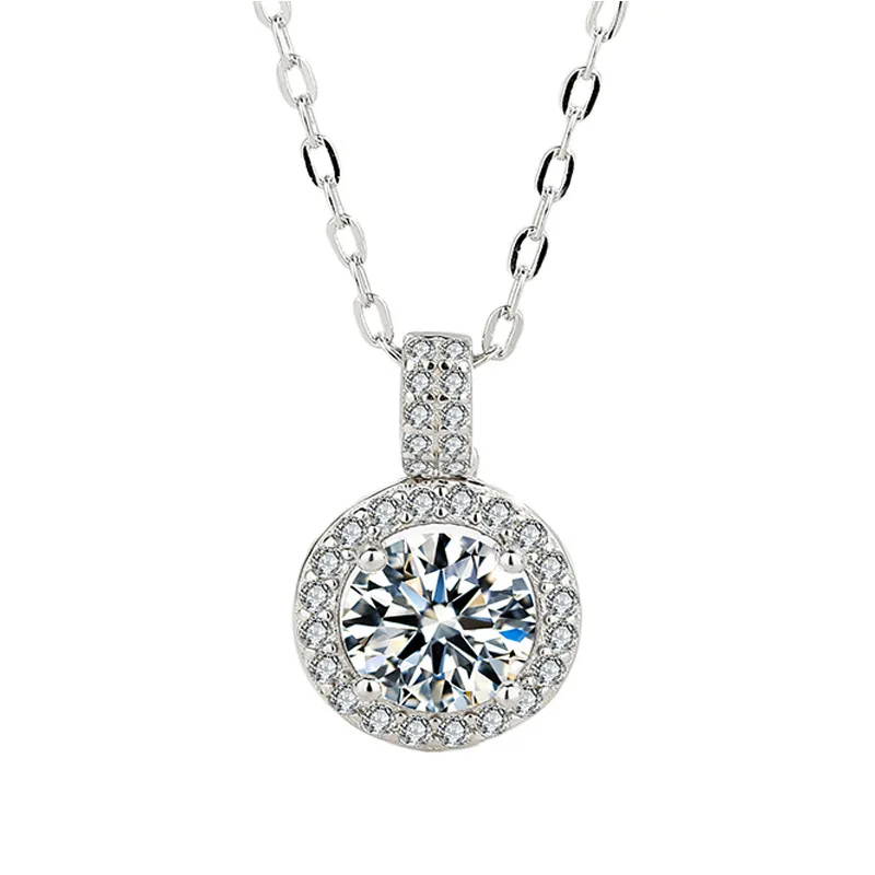 

Роскошное великолепное ожерелье с кулоном из серебра 925 пробы с муассанитом 40 + 5 см, женская бижутерия в подарок