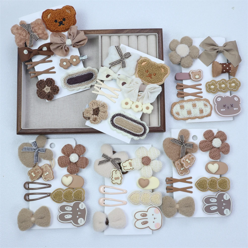 Заколки для волос с мультяшным медведем 9 шт