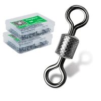 50pcs 1box fishing swivels ball bearing swivel with safety snap solid rings rolling swivel carp fishing accessories