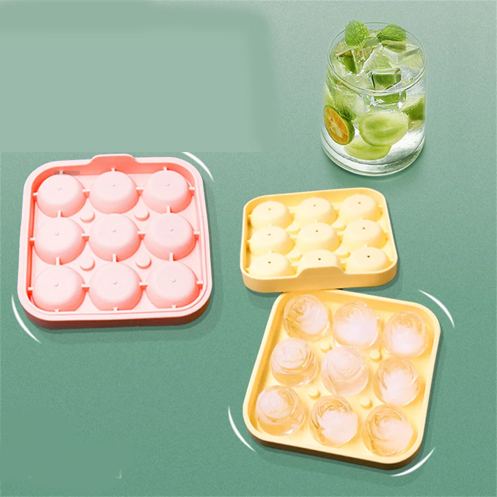 

Rose Ice Block Stencil Silicone with Lid Whiskey Cocktails Ice Maker Easy Release Food-level Silicone+PC Reusable 4 Colors TS2