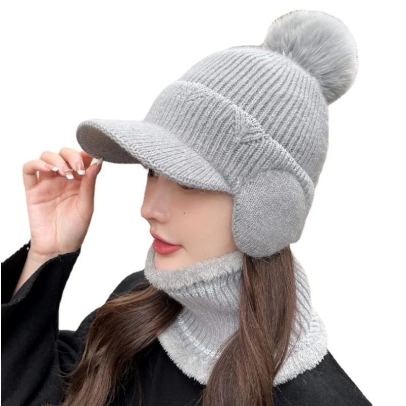 

Мужская зимняя вязаная шапка защита ушей теплая кепка с козырьком Повседневная модная шапка от солнца головные уборы кепка