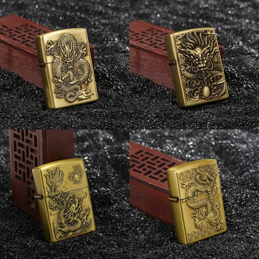 

Classic Dragon Totem Pattern 3D Relief Outside Alloy Protect Case Replacement Shell For ZP Kerosene Gasoline Lighter Wholesale