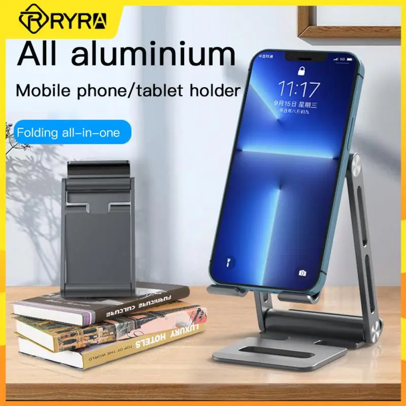 

RYRA Universal Desktop Bracket Aluminum Alloy Foldable Stand Support Two Equipment Adjustable Lazy Holder For IPad Phone Tablet