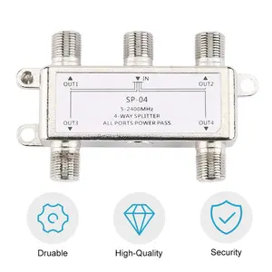 Hot 4 Way 4 Channel Satellite/Antenna/C able  TV Splitter Distributor Receiver 5-2400MHz For SATV/CATV X6HB Low Insertion Loss
