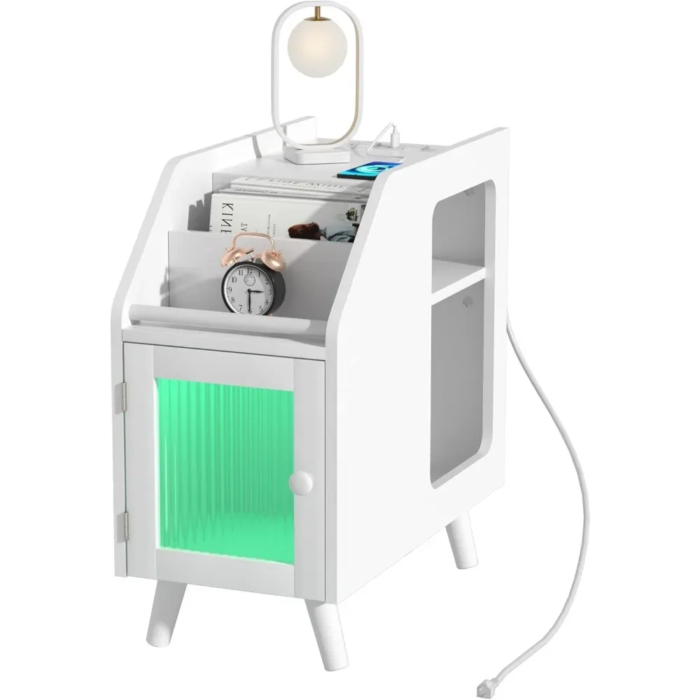 Ночная подставка с зарядной станцией и фонариками узкие тумбочки USB-портами