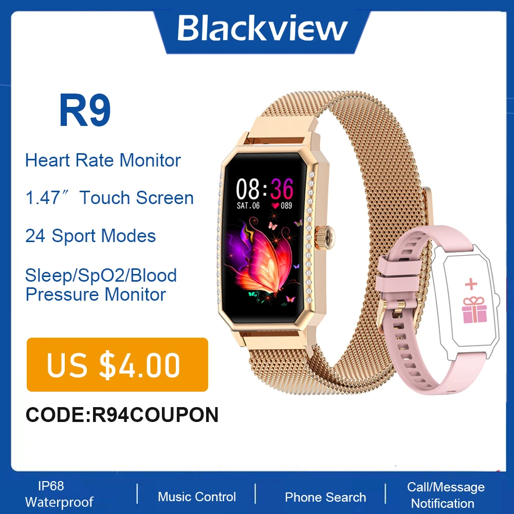 Купи Blackview Smart Watch Женщины Smartwatch 1, 47 дюйма Полный сенсорный экран Фитнес-трекер IP68 Водонепроницаемые часы Для iPhone Xiaomi Phone за 1,684 рублей в магазине AliExpress