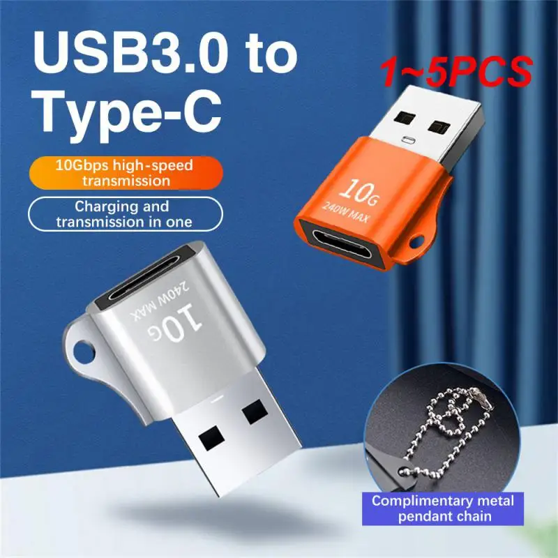 

1~5PCS Charging Adapter Mini Phone USB to Type-C Converter Portable USB 3 0 Aluminum Alloy Adapter Audio Converter Accessories