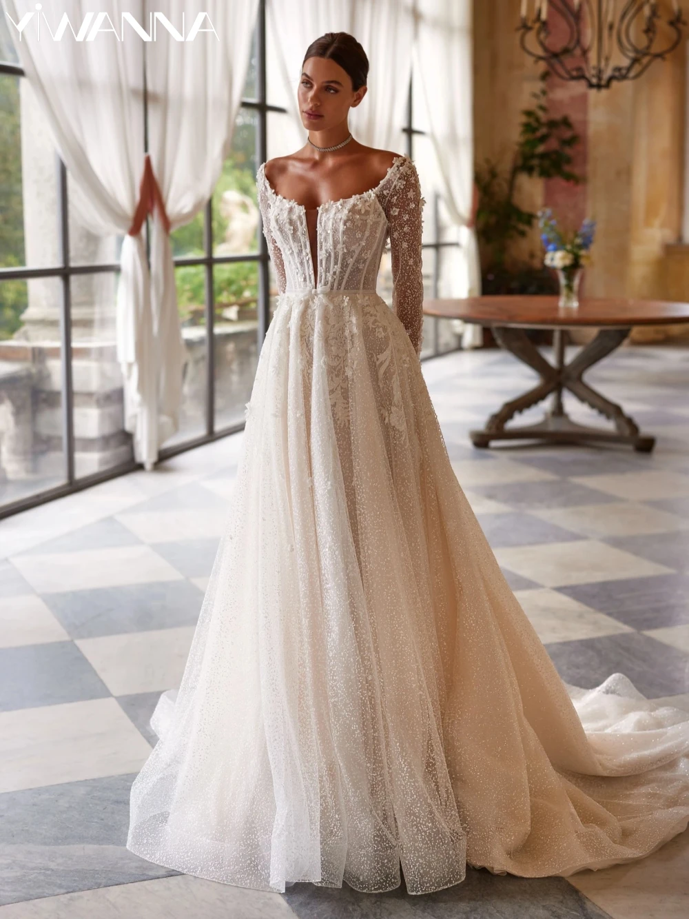 Сексуальное свадебное платье с глубоким v-образным вырезом и открытой спиной