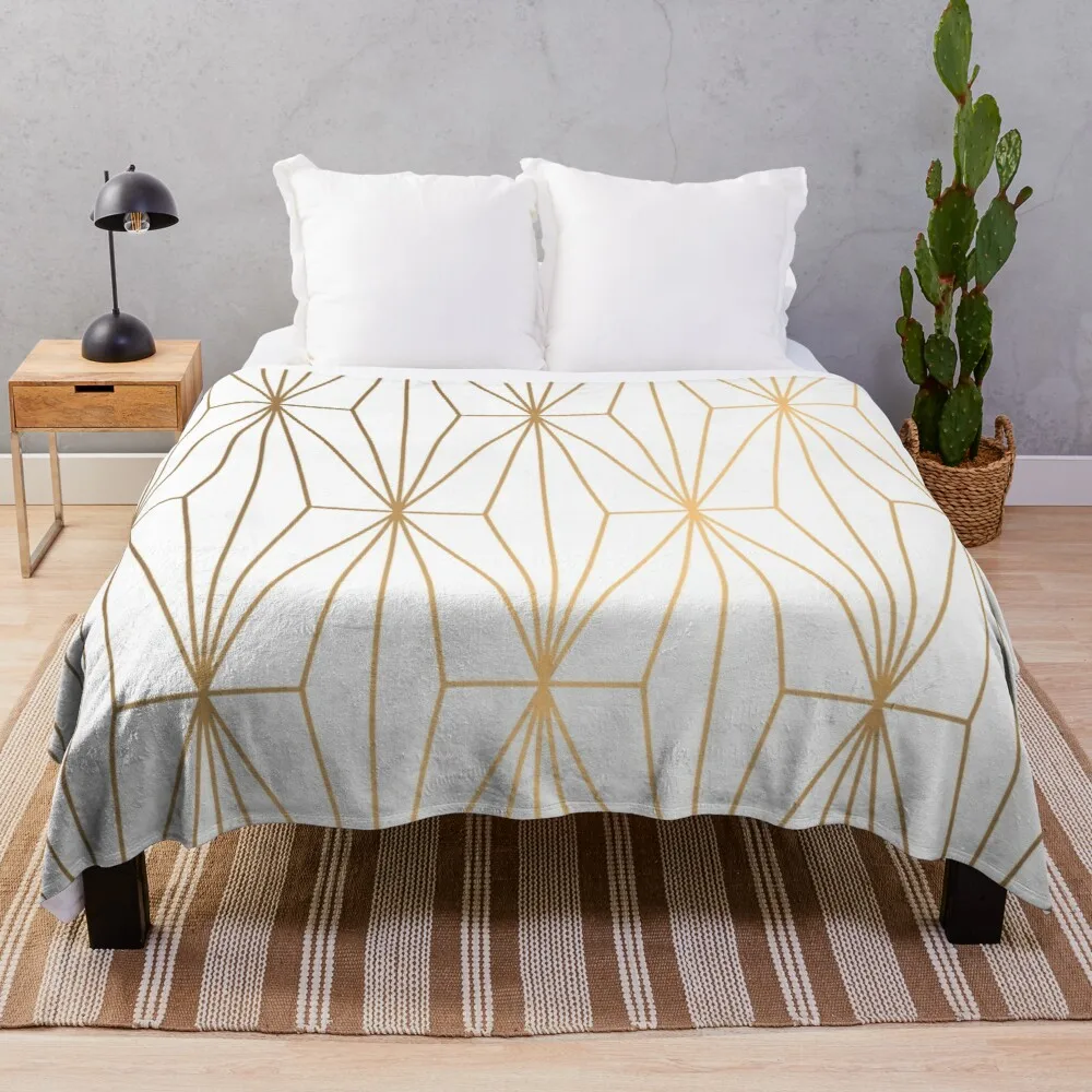 

Gold Geometric Pattern Illustration Throw Blanket heavy blanket moving blanket