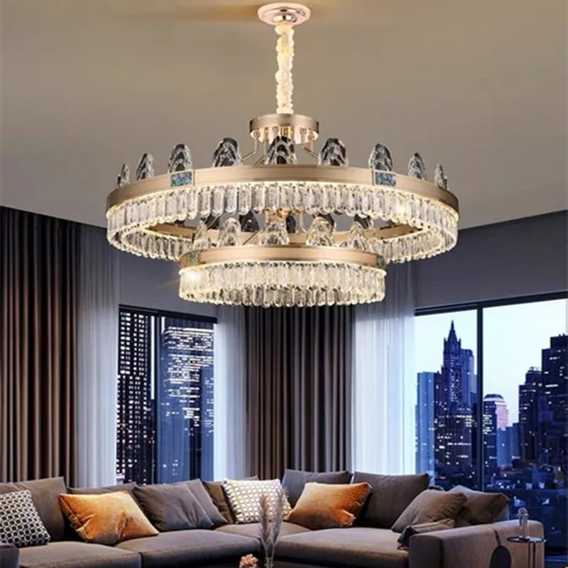 

New Light Luxury Crystal Chandelier Living Room Main Light Atmospheric Villa Post-modern Simple Bedroom Dining Room Light