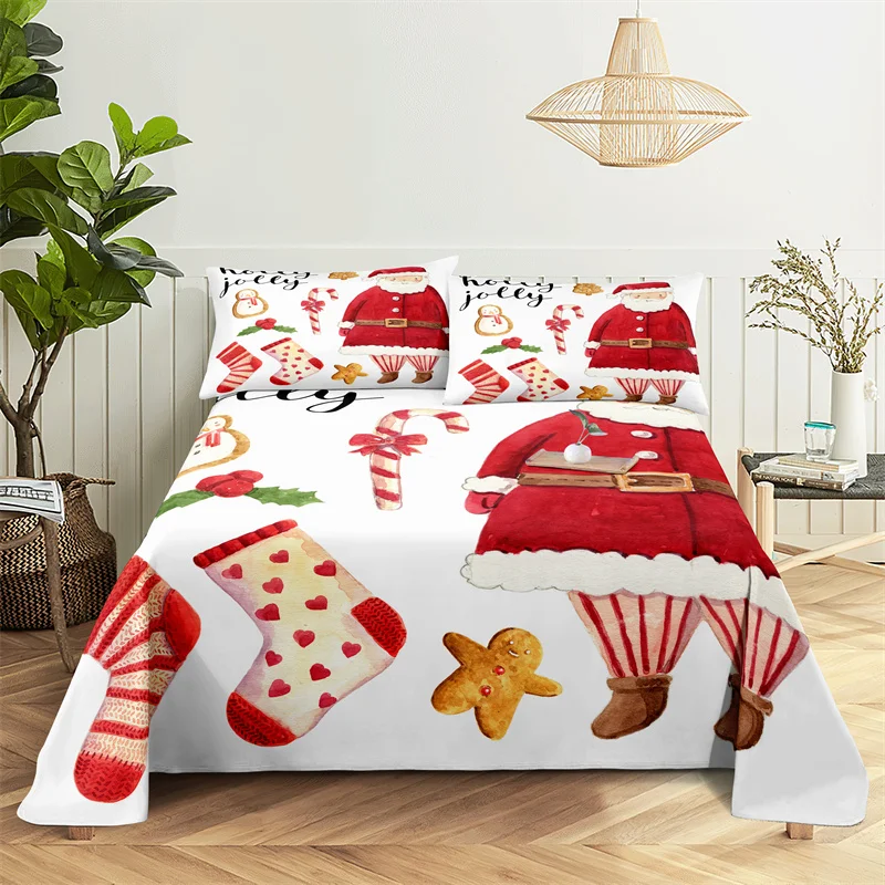 

Red Santa Claus Sheets 0.9/1.2/1.5/1.8/2.0m Bedding Set Bed Sheets and Pillowcases Bedding Children Bed Flat Sheet Bed Sheet Set