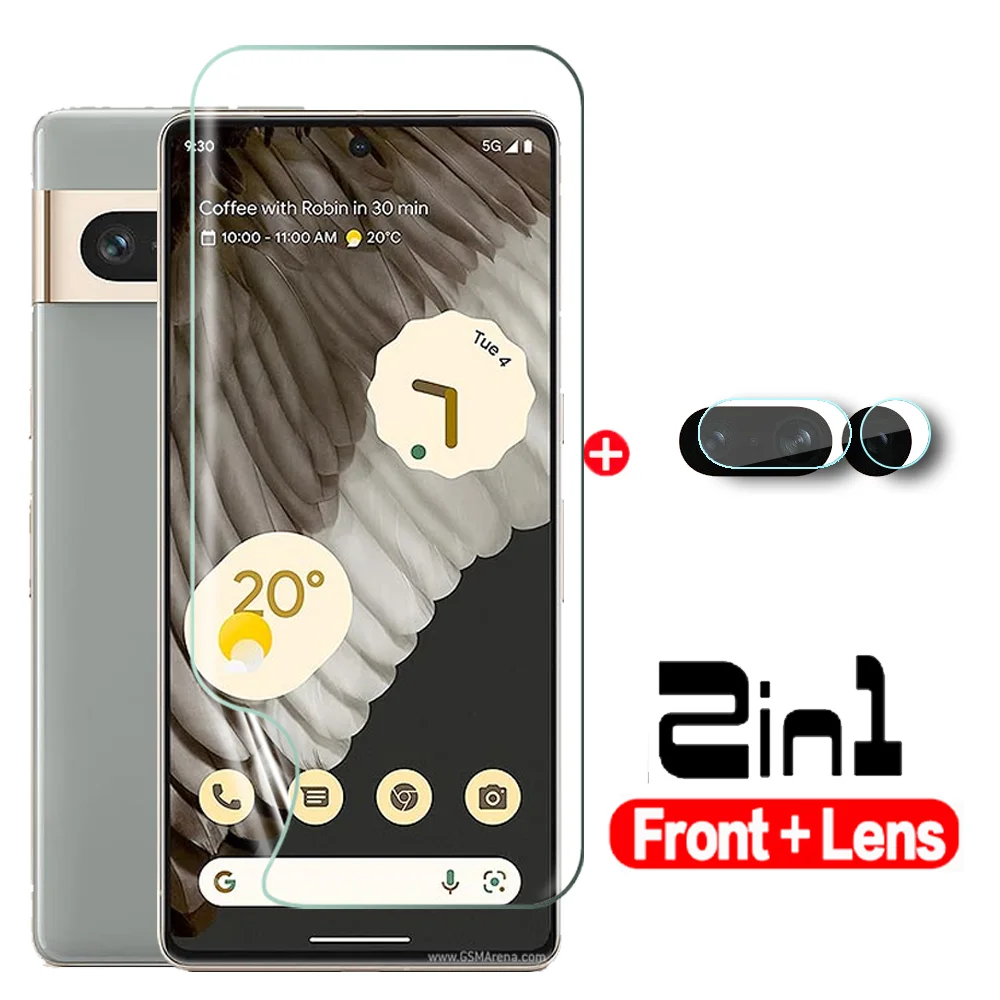 2 IN 1 Soft Full Cover Hydrogle Film For Google Pixel 7 Pro 6pro 6a 6 5a 5G 5  Camera Lens Film Screen Protector Full Cover