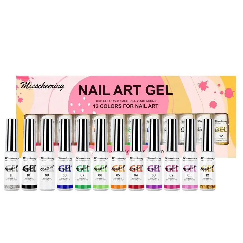 

Nail Art Liner Set 12 Bottles DIY Line Art Gel Polish Gift Selection For DIY Nail Art With Sharp Brush Head For DIY Nail Art At