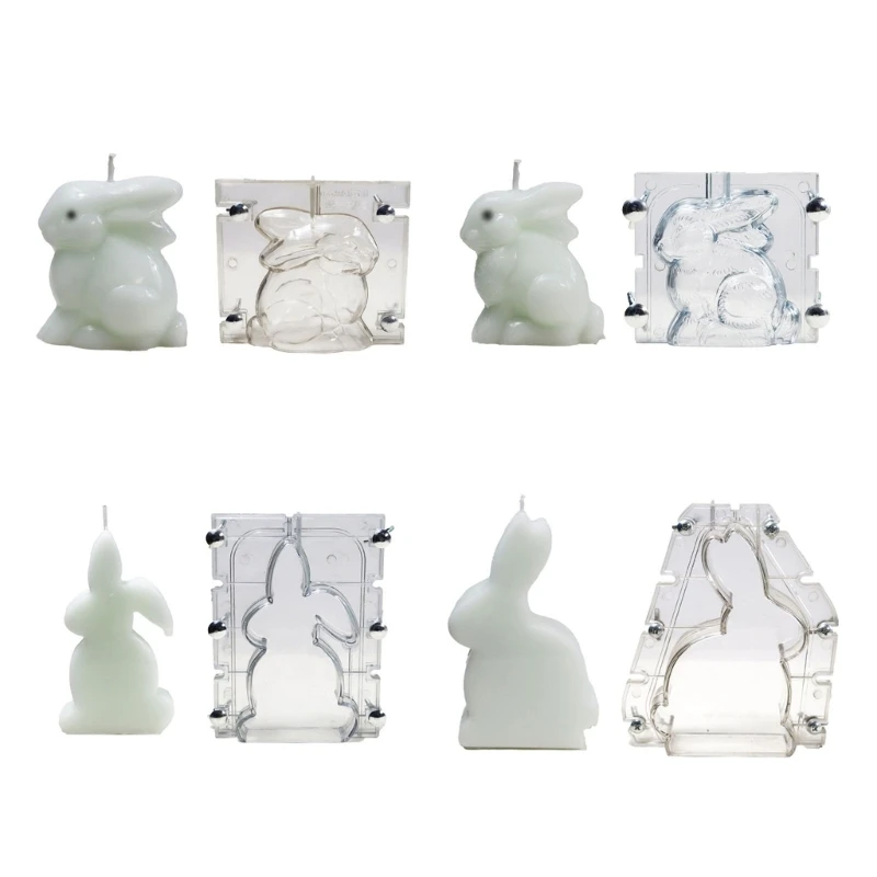 

3D Easter Bunny Candle Mold Handmade Candle Making Epoxy Resin Casting Molds DIY