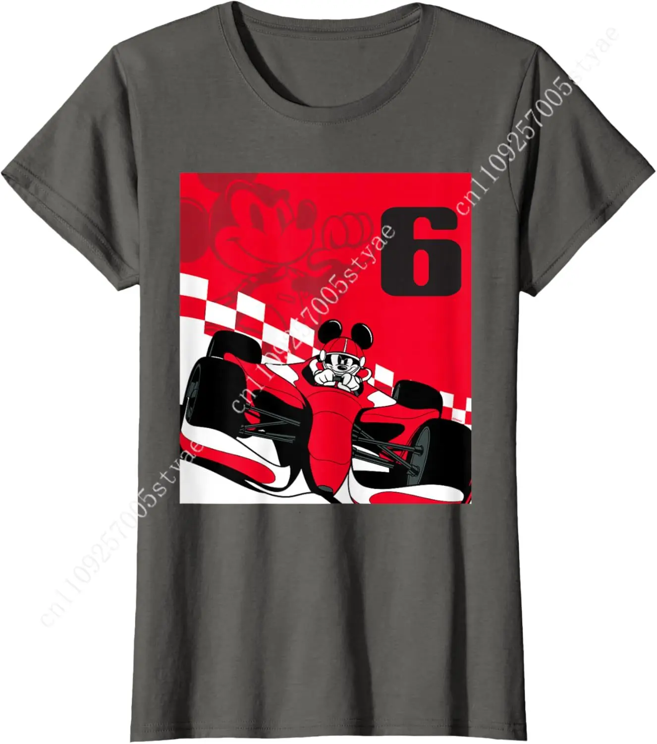 Фото Футболка Disney Racing для 6-летнего ребенка, футболка с изображением Микки Мауса и гоночного автомобиля для мальчиков и девочек, милый топ, детская футболка, праздничный наряд, одежда для отпуска №2