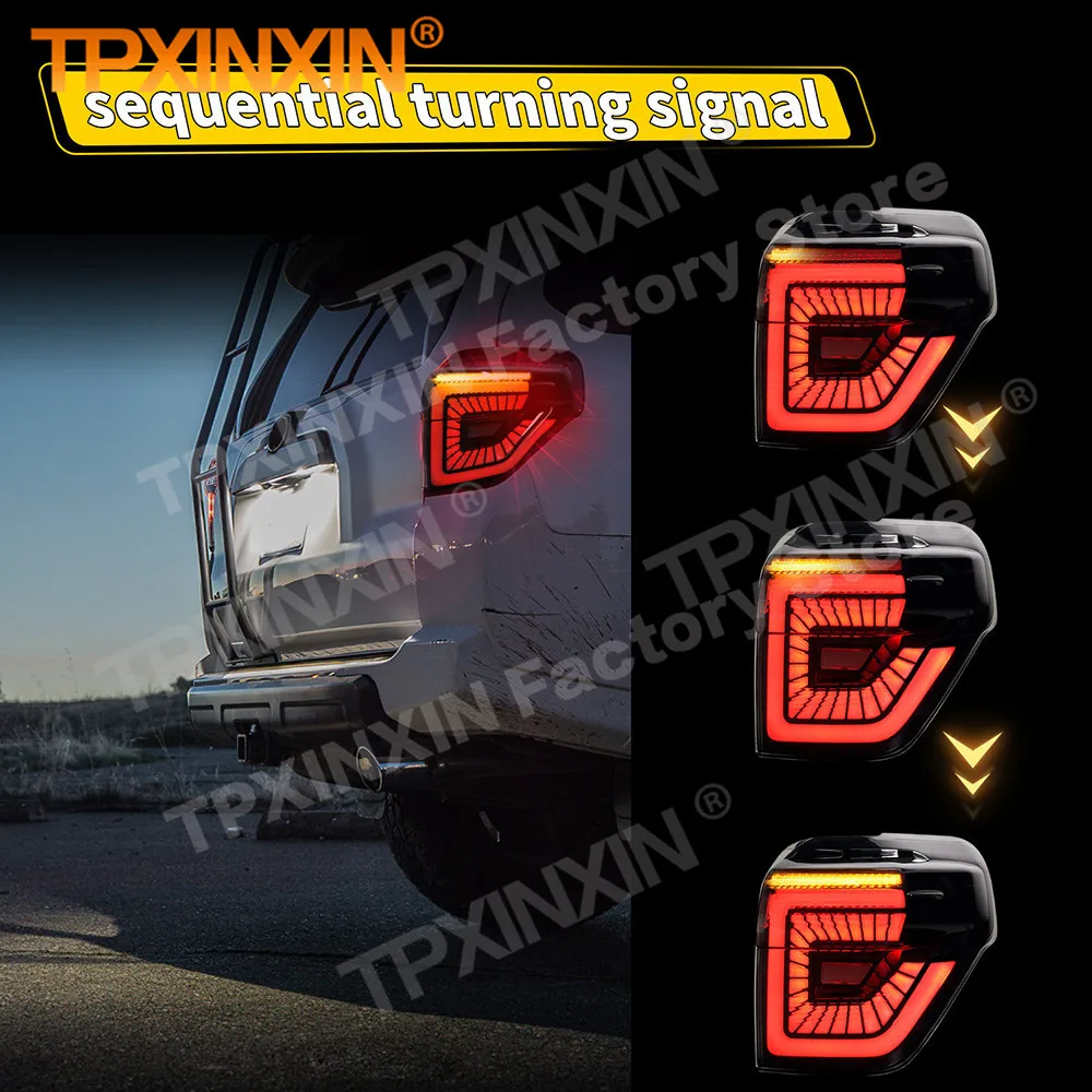 Фото Автомобильный задний фонарь для Toyota 4 Runner 2014 2015 2016 2017 2018-2021, задний фонарь, светодиодный сигнальная часть, сквозная модификация, задний фонарь №1