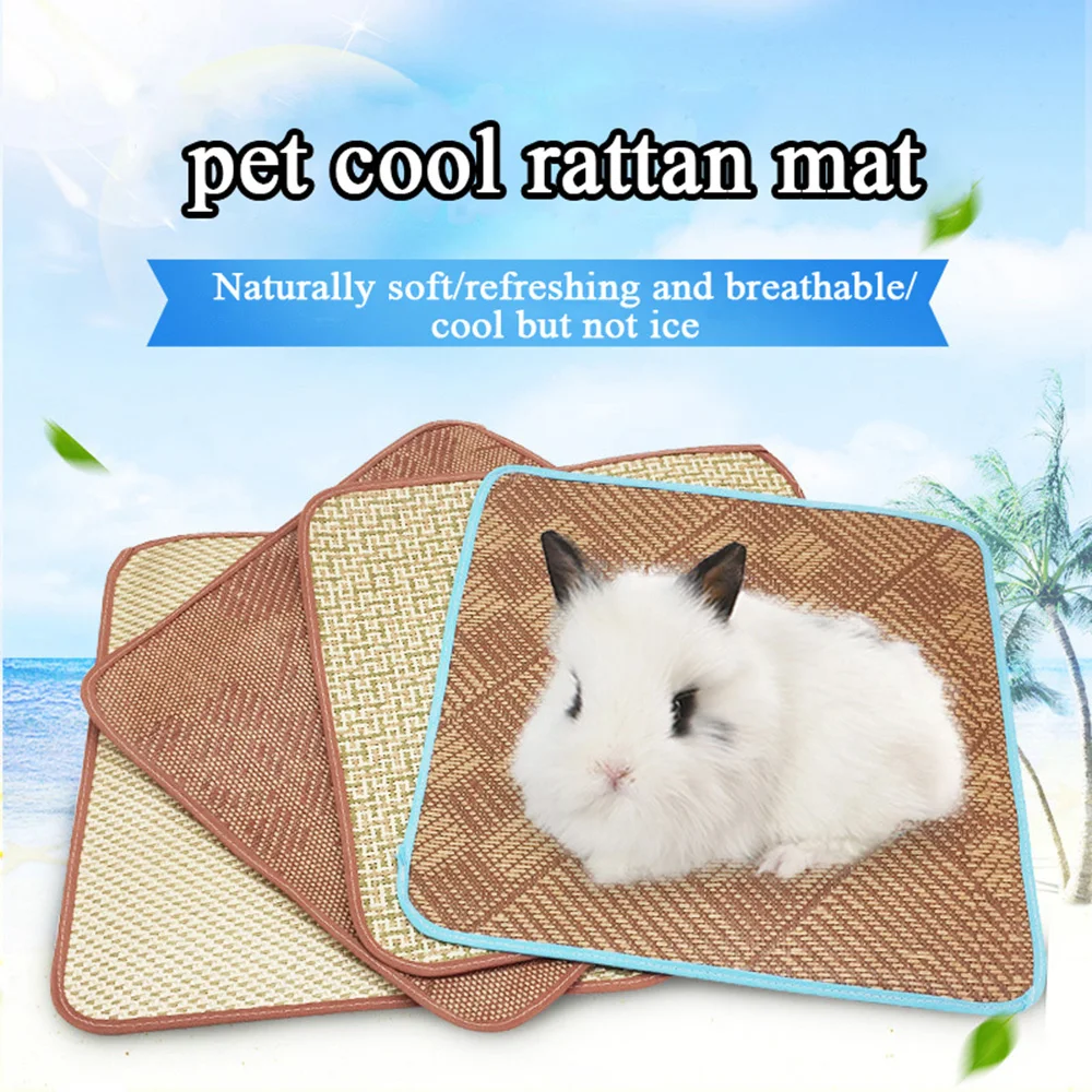

Summer Pet Rattan Mat Breathable Cool Bed Mat Ice Cooling Pad For Hamster Cage Guinea Pig Rabbit Chinchilla Rodent Accessories