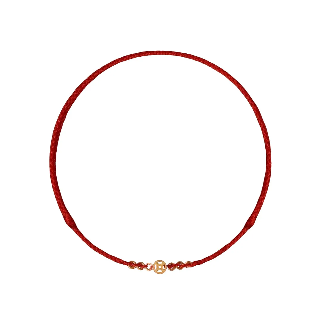 Yhpup ручной плетеный браслет из красной веревки медные монеты женские