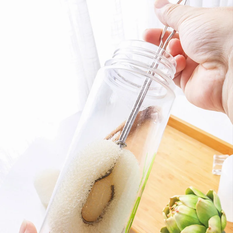 

Bottle Washer Stainless Handle Bottle Brush Cleaner Removable Cups Scrubber Washing Sponge Cleaning Brush for Kitchen Tools