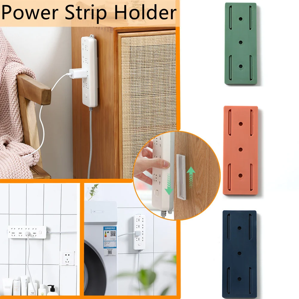 

Wall-Mounted Plug Fixer Sticker Punch-free Home Self-Adhesive Socket Fixer Cable Wire Organizer Seamless Power Strip Holder