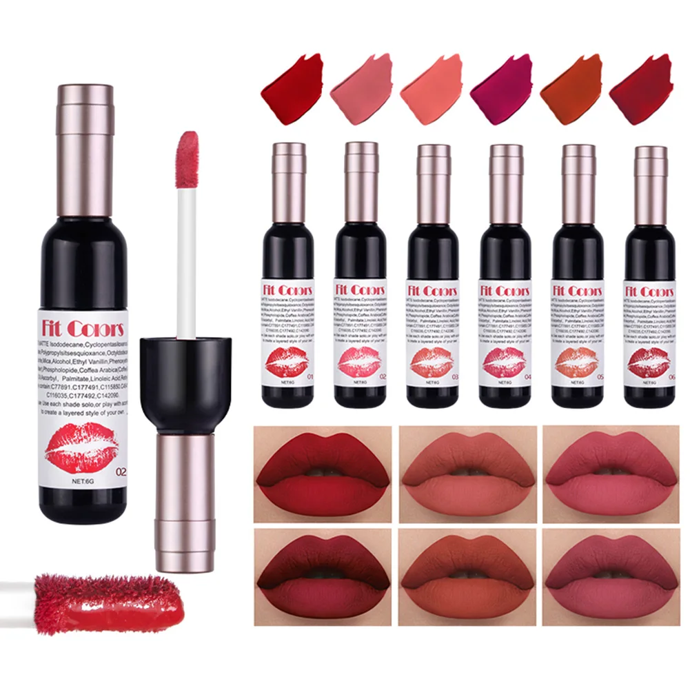 

Red Wine Bottle Liquid Lipstick Waterproof Non-Stick Lip Glaze Moisturizing Red Lip Tint Lip Gloss Makeup