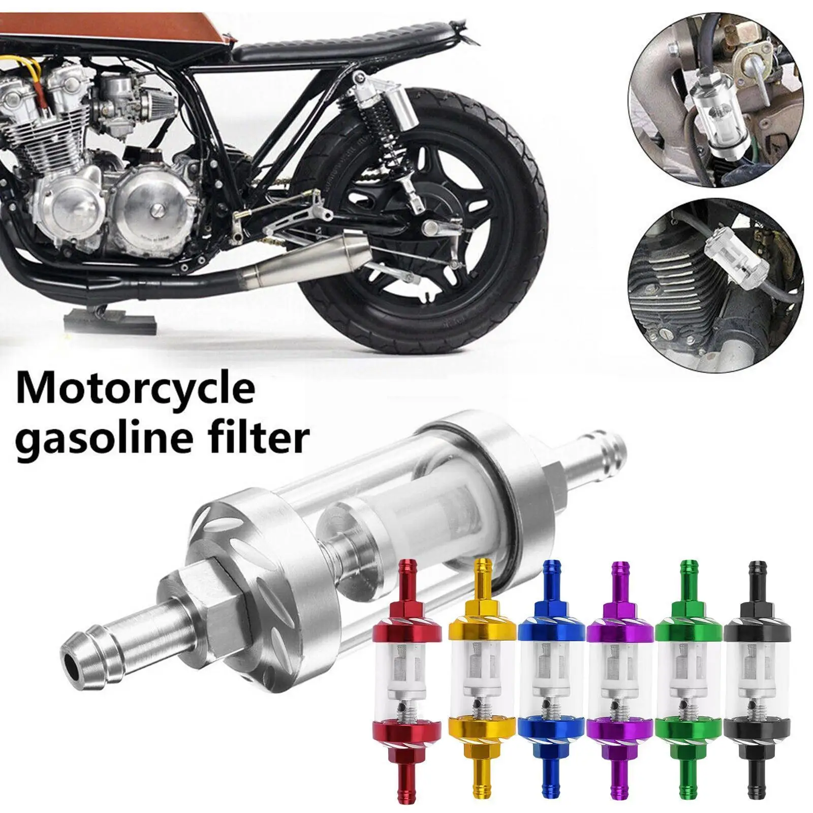 

Motorcycle Gas Fuel Filter Car Scooter Gasoline Filter Alloy Separator Tool And CNC Removable Washable Replacement Aluminum B4T3