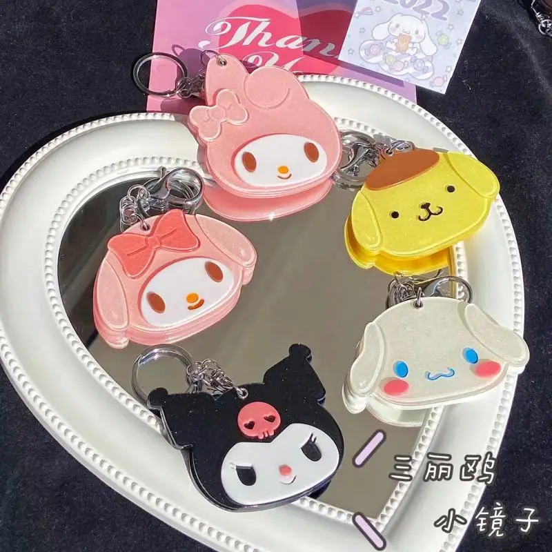 

Милые аксессуары Sanrio в стиле каваи, милый мультяшный брелок для ключей с кулоном в виде коричного курола и мимелоди, декоративное зеркало, а...