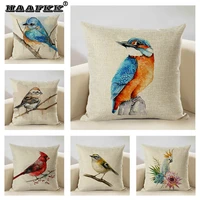 watercolor animal colorful bird home sofa pillow outdoor party wedding beach decoration pillow 45x45cm linen cushion cover
