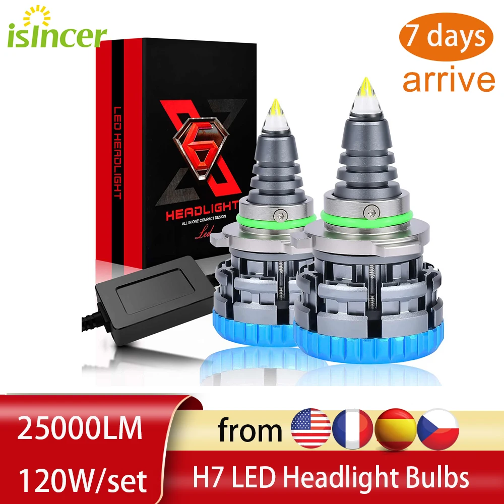 

Новейший комплект для переоборудования светодиодных фар H7 из кварцевого стекла 120 Вт 6000 К, Белая светодиодная лампа для замены автомобильны...