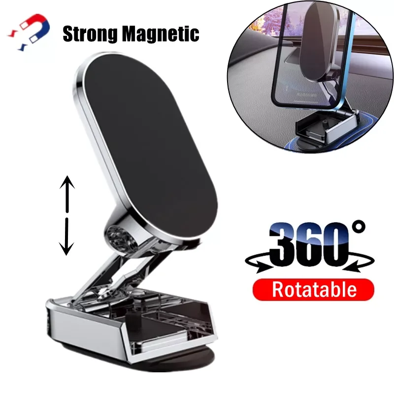 

Foldable Magnetic Car Phone Holder Support in Car Auto Smartphone Mount Stand 360 Rotatable Phone Bracket Cradle For All Phones