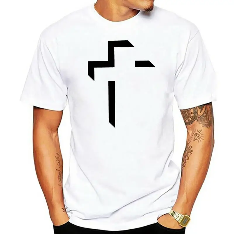 

Футболка мужская с коротким рукавом, длинная рубашка с 3D перекрестными элементами, Вера, любовь, жизнь, Бог, белый цвет, лето