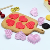 6pcs valentines day cookie cutter set heart valentine fondant cookie embossing stamp molds cake decorating tools for birthday