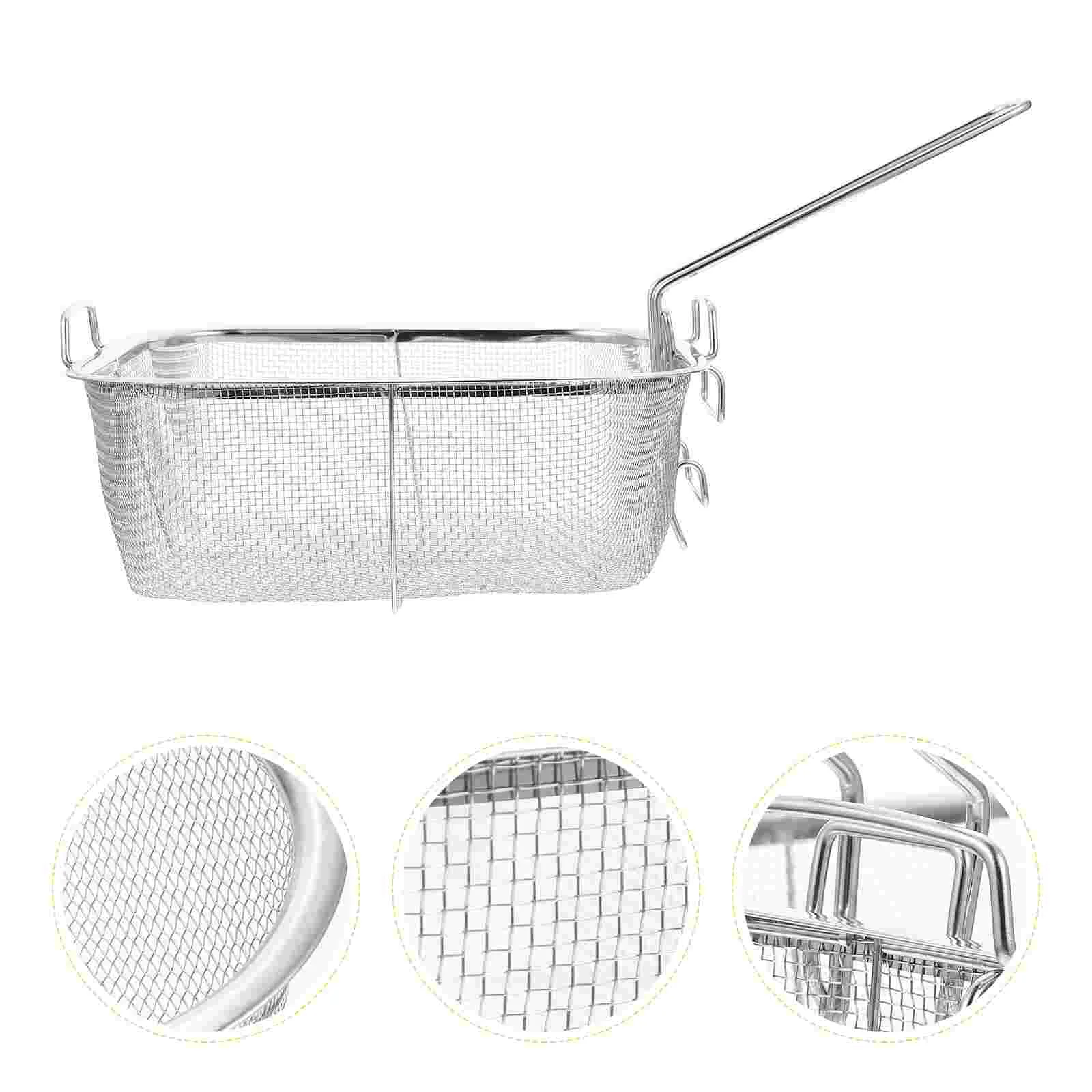 

Stainless Steel Colander Strainer Square Frying Basket Tool Fried Chicken Serving Fryer Cooking